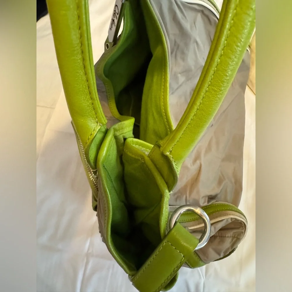 Stylish Neutral & Lime Green Contrast Women’s Shoulder Bag